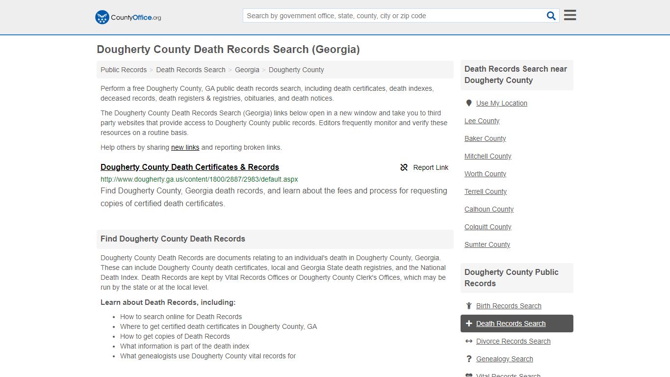 Death Records Search - Dougherty County, GA (Death ...